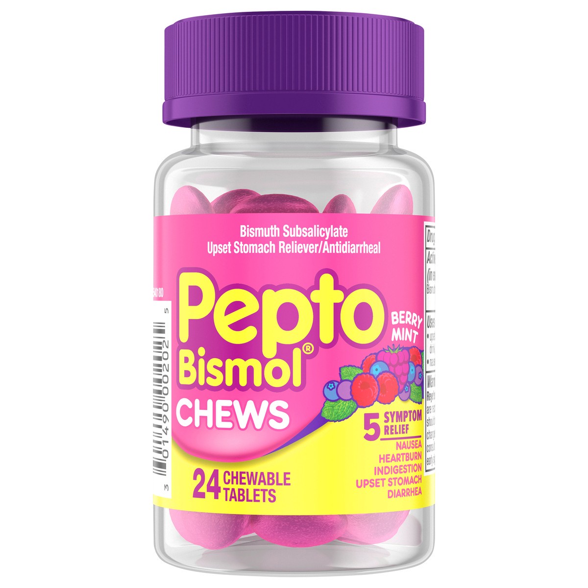 slide 1 of 4, Pepto-Bismol Pepto Bismol Berry Mint Chew Multi Symptom, 24 ct