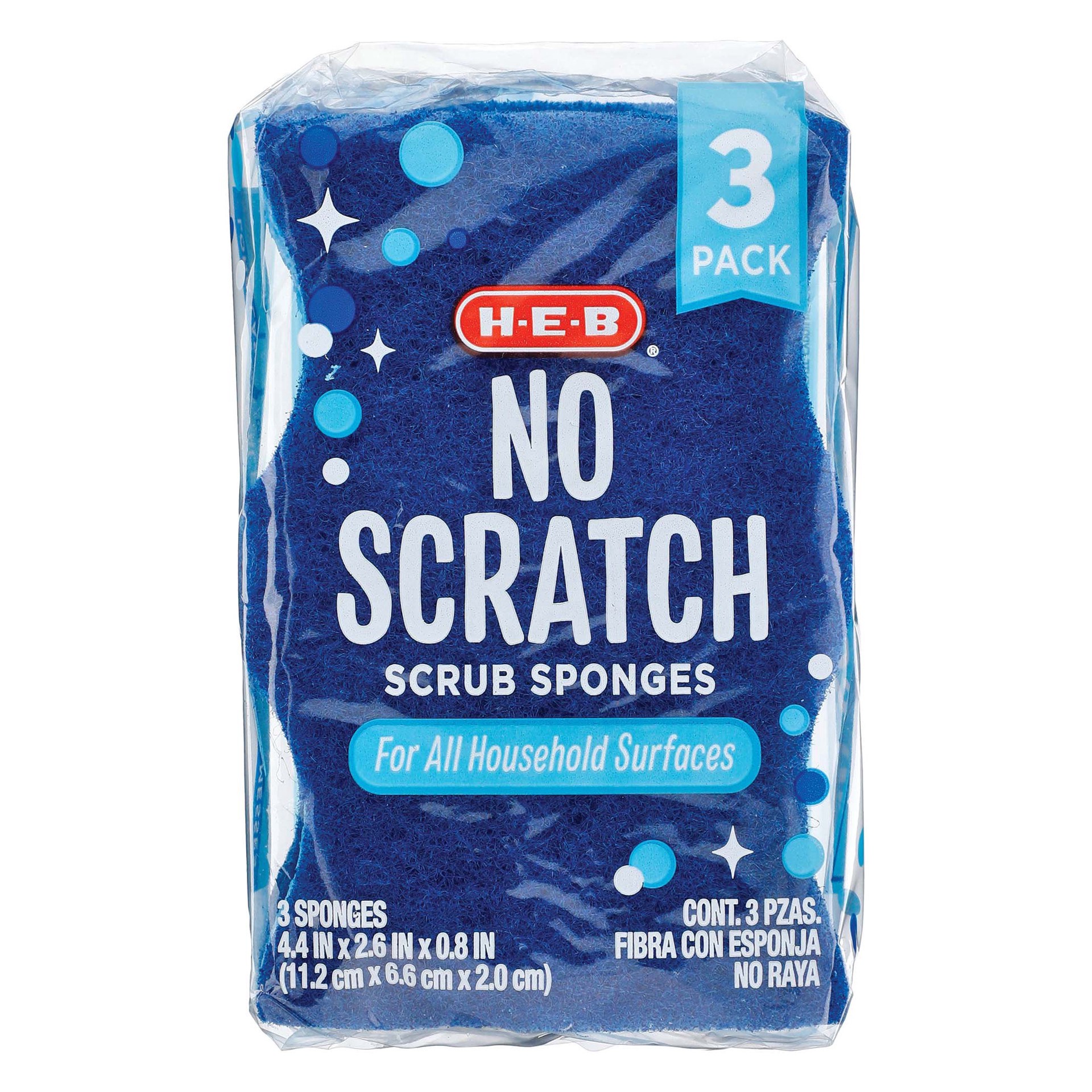 slide 1 of 1, H-E-B No Scratch Scrub Sponges, 3 ct