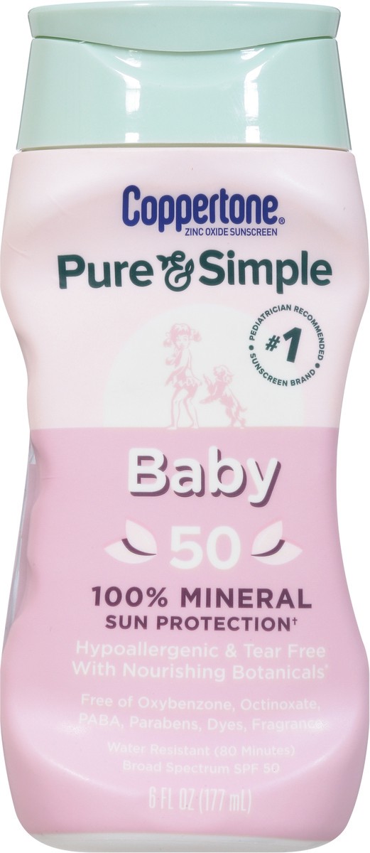 slide 4 of 14, Coppertone Pure & Simple Broad Spectrum 50 Sunscreen 6 fl oz, 5 oz