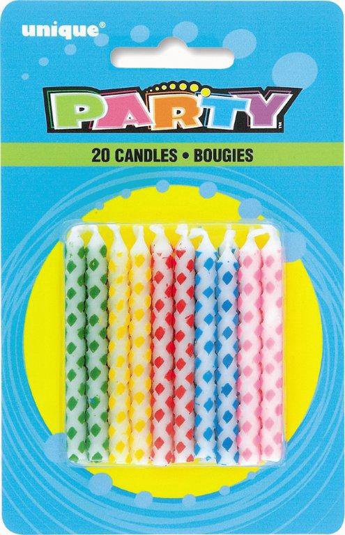 slide 1 of 1, Unique Industries Assorted Diamond Dot Candles, 20 ct