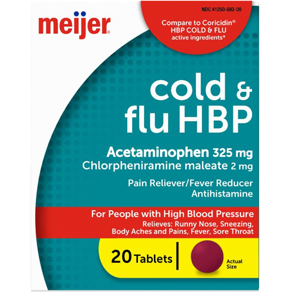 slide 1 of 1, Meijer Cold & Flu HBP, 20 ct; 325 mg