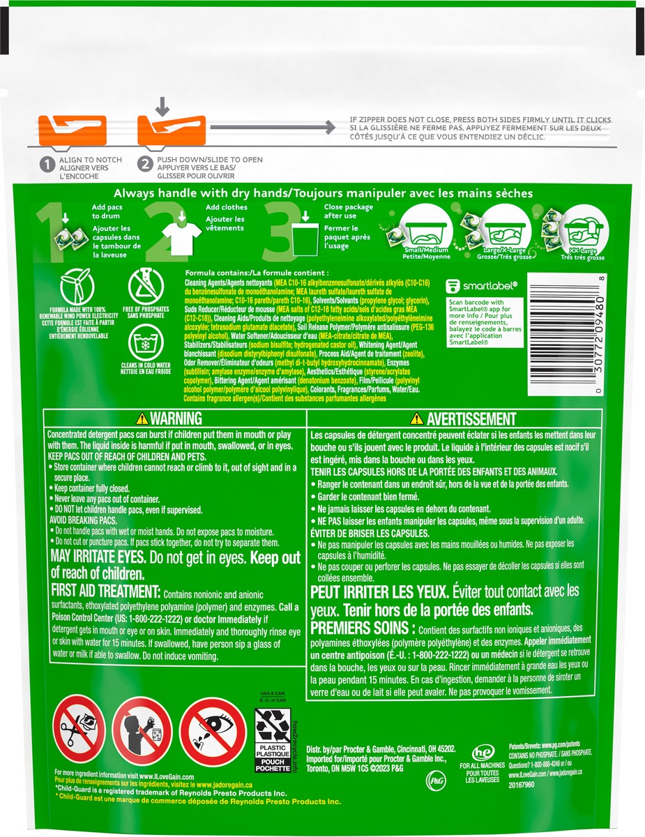 slide 6 of 8, Gain Flings Laundry Detergent Pacs, 31 Count, Original Scent, with Odor Defense, concentrated laundry soap pacs, 31 ct