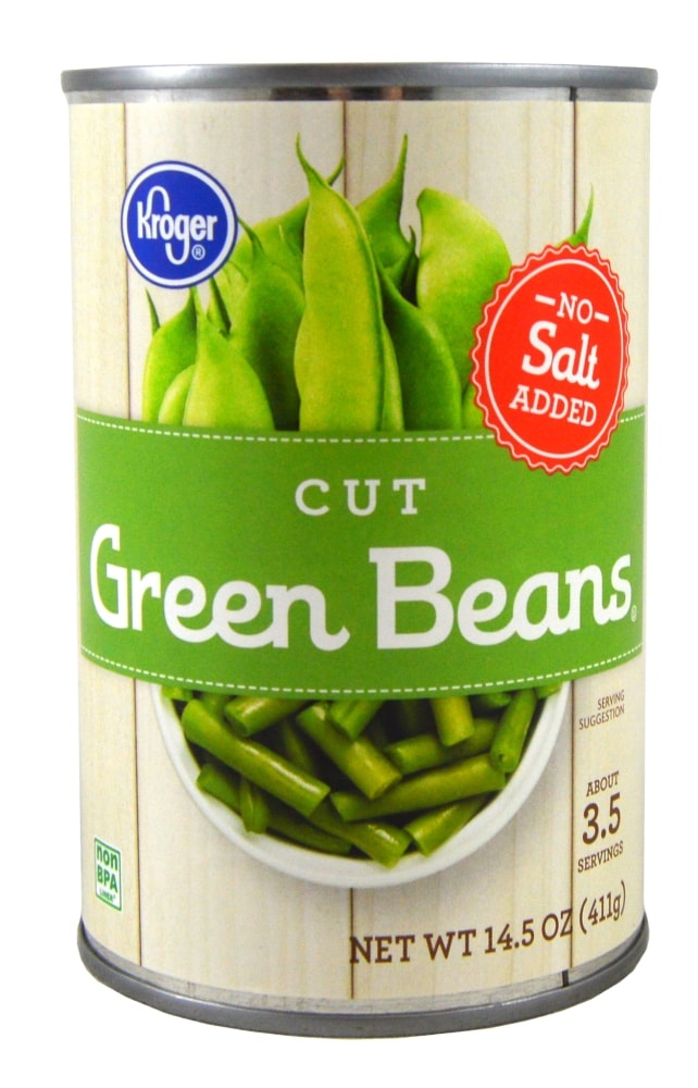 slide 1 of 1, Kroger Cut Green Beans With No Salt Added, 14.5 oz