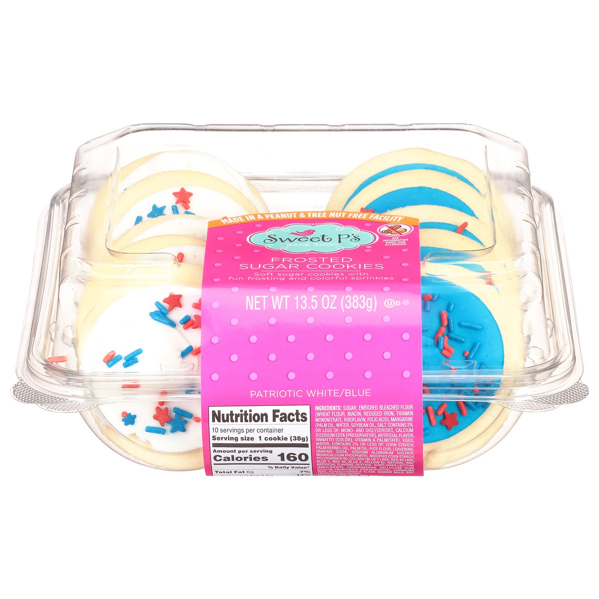 slide 5 of 15, Sweet P's Bake Shop Patriotic White/Blue Frosted Sugar Cookies 13.5 oz, 13.5 oz
