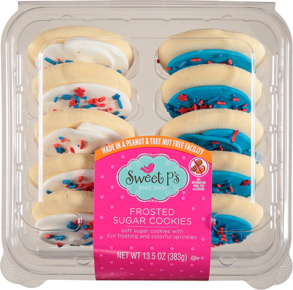 slide 1 of 15, Sweet P's Bake Shop Patriotic White/Blue Frosted Sugar Cookies 13.5 oz, 13.5 oz