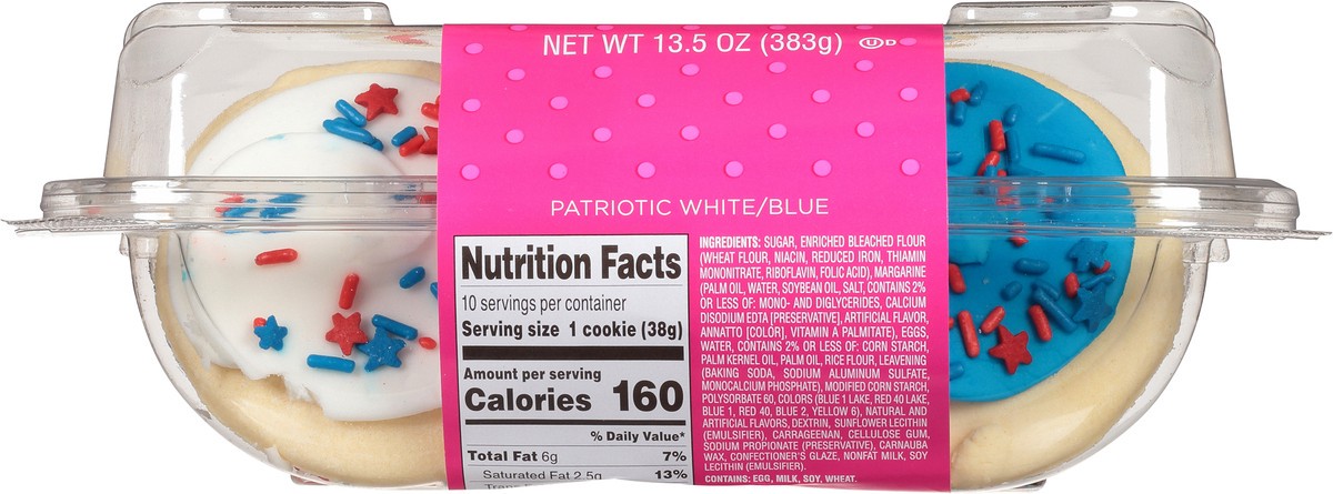 slide 3 of 15, Sweet P's Bake Shop Patriotic White/Blue Frosted Sugar Cookies 13.5 oz, 13.5 oz