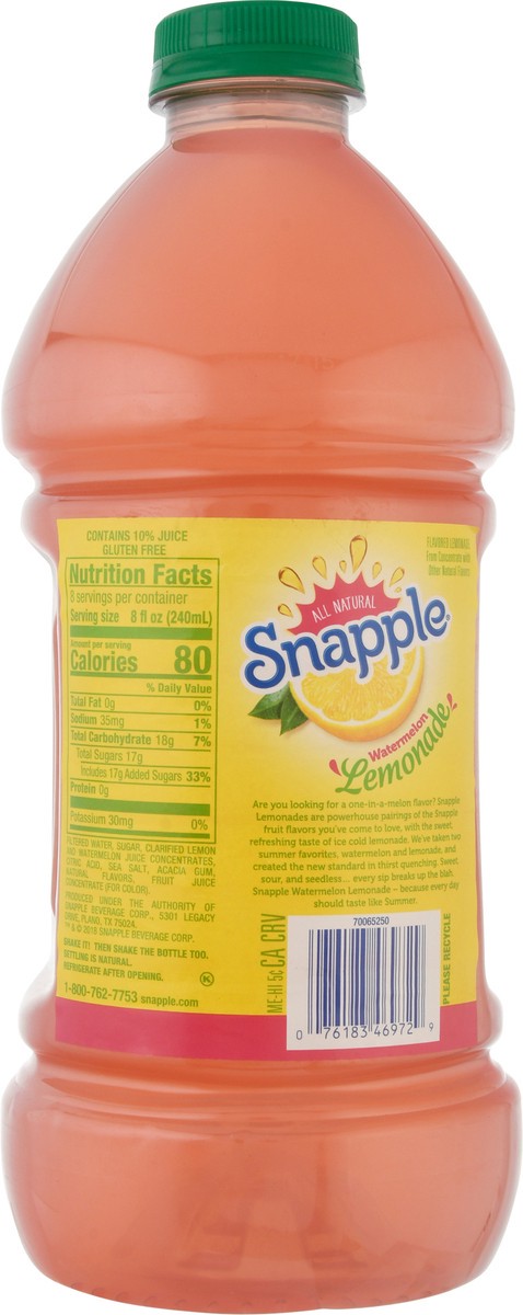 slide 8 of 11, Snapple Watermelon Lemonade 64 oz, 64 fl oz