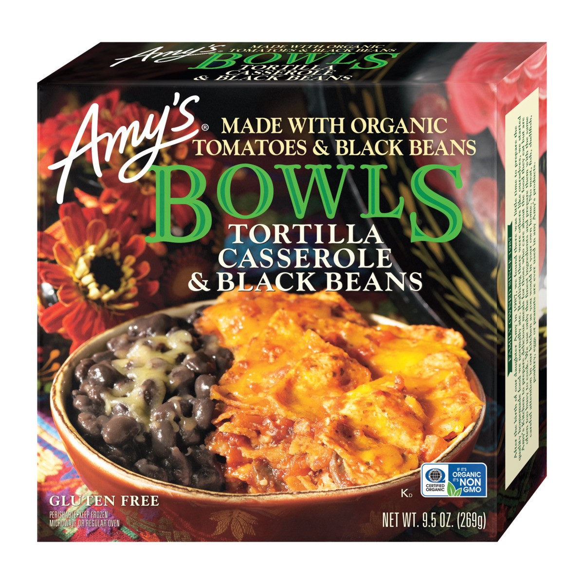 slide 1 of 4, Amy's Bowls, Tortilla Casserole & Black Beans, 9.5 oz