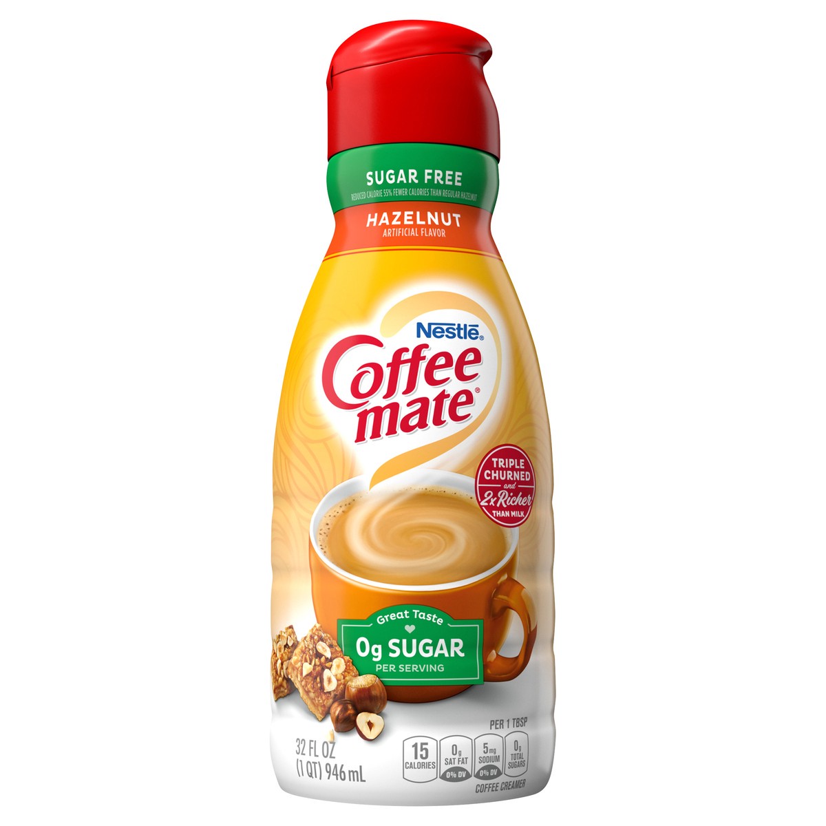 slide 1 of 3, Coffee mate Hazelnut Sugar Free Liquid Coffee Creamer 32 fl oz., 32 fl oz