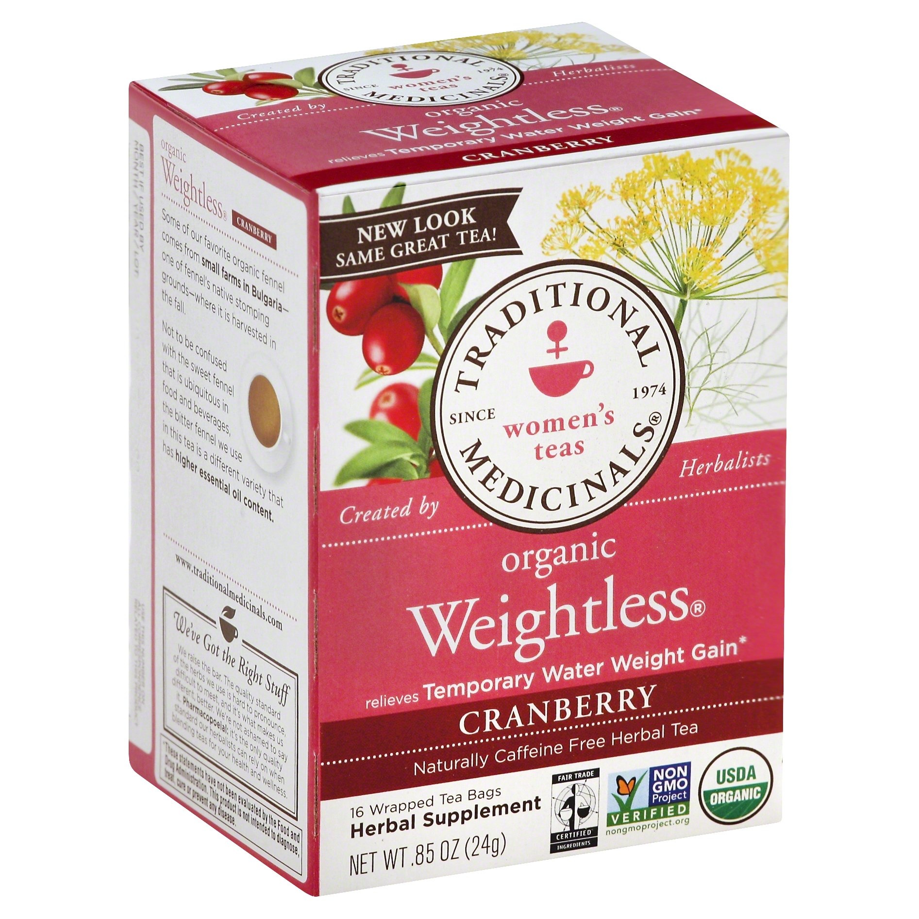 slide 1 of 1, Traditional Medicinals Organic Weightless Cranberry Herbal Tea, 16 ct