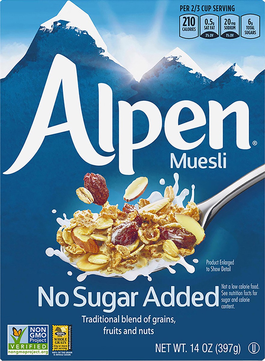 slide 2 of 12, Alpen No Sugar Added Muesli Cereal, 14 oz