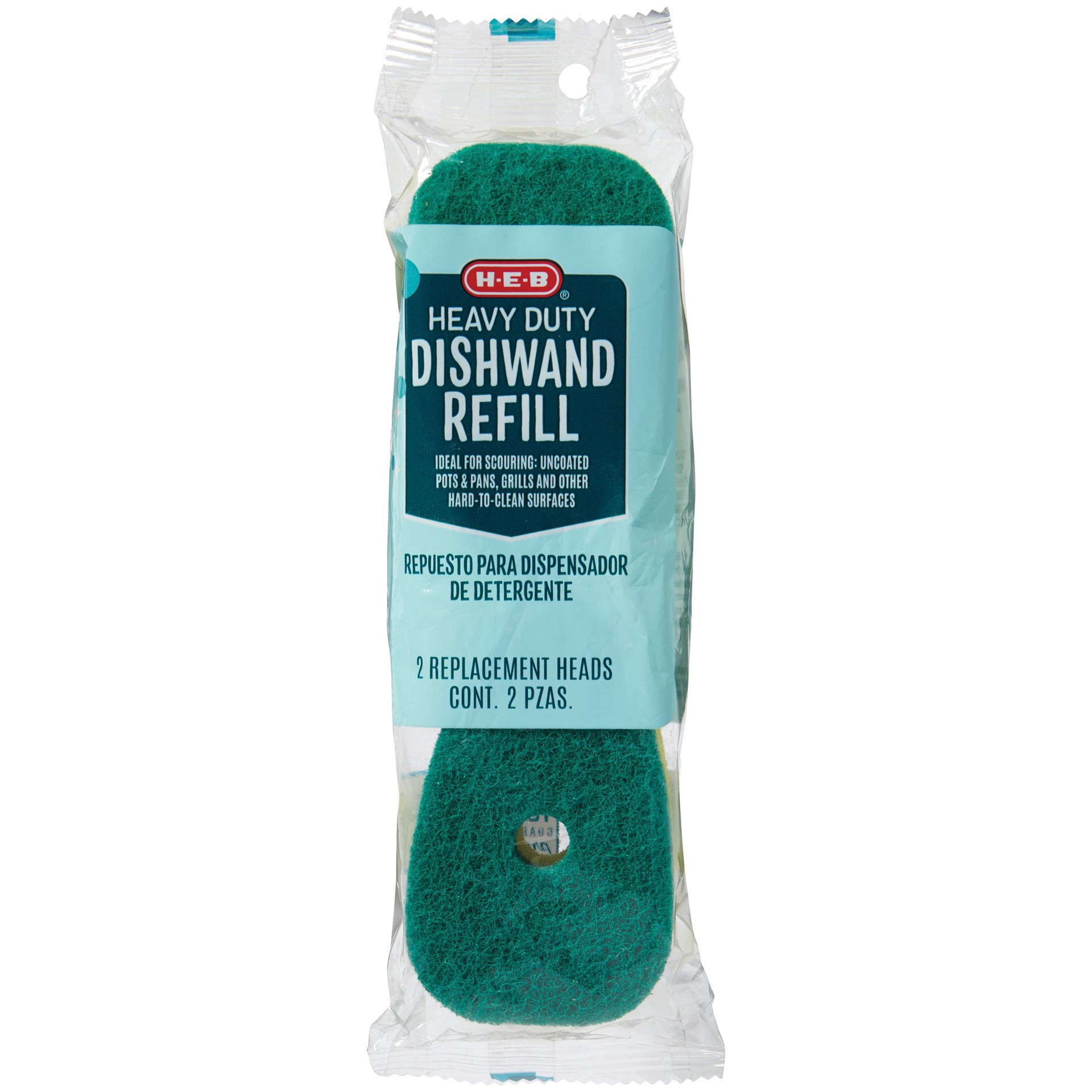 slide 1 of 1, H-E-B Heavy Duty Dishwand Refill, 2 ct