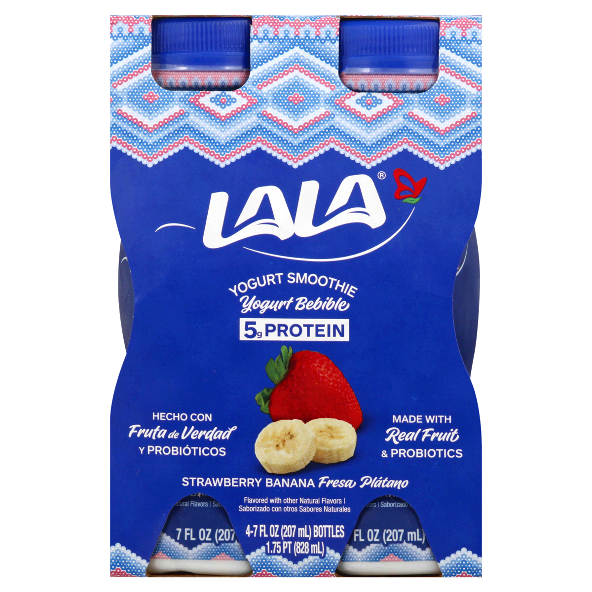 slide 1 of 1, LALA Strawberry Banana Probiotic Yogurt Smoothies, 4 ct; 7 fl oz