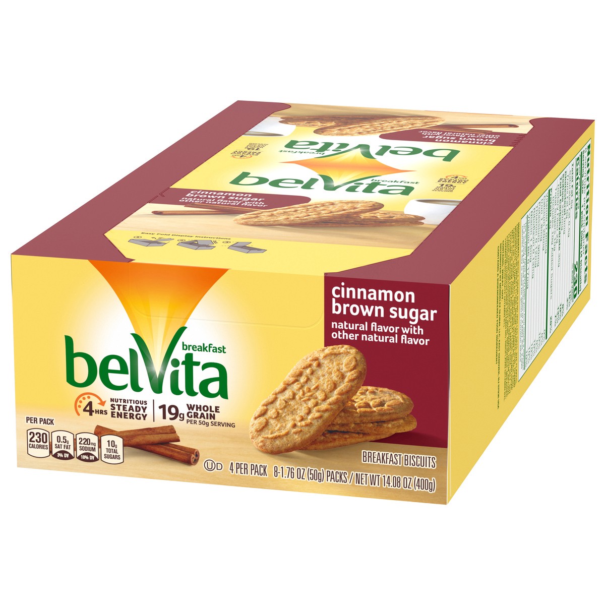 slide 3 of 9, belVita Cinnamon Brown Sugar Breakfast Biscuits, 8 Packs (4 Biscuits Per Pack), 14.08 oz