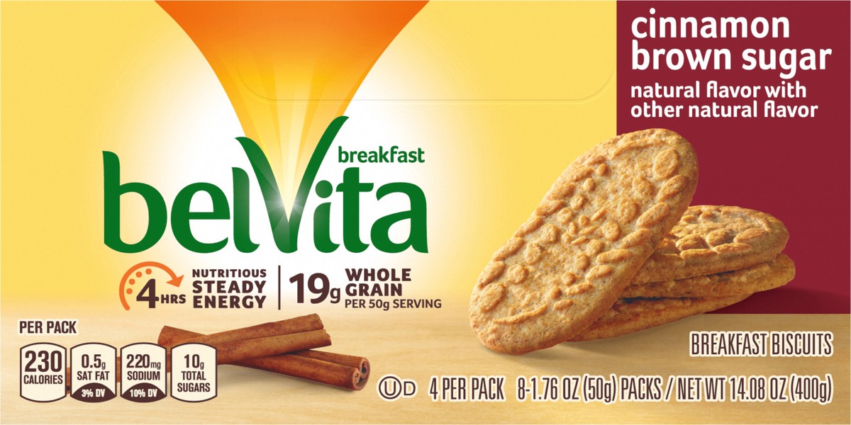 slide 6 of 9, belVita Cinnamon Brown Sugar Breakfast Biscuits, 8 Packs (4 Biscuits Per Pack), 14.08 oz