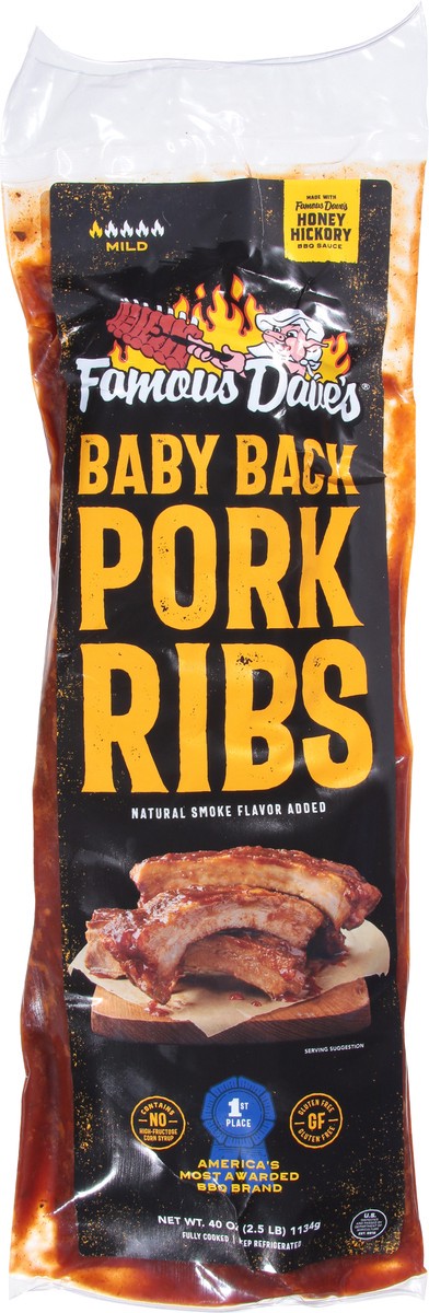 slide 6 of 12, Famous Dave's Mild Baby Back Honey Hickory Pork Ribs 40 oz, 40 oz