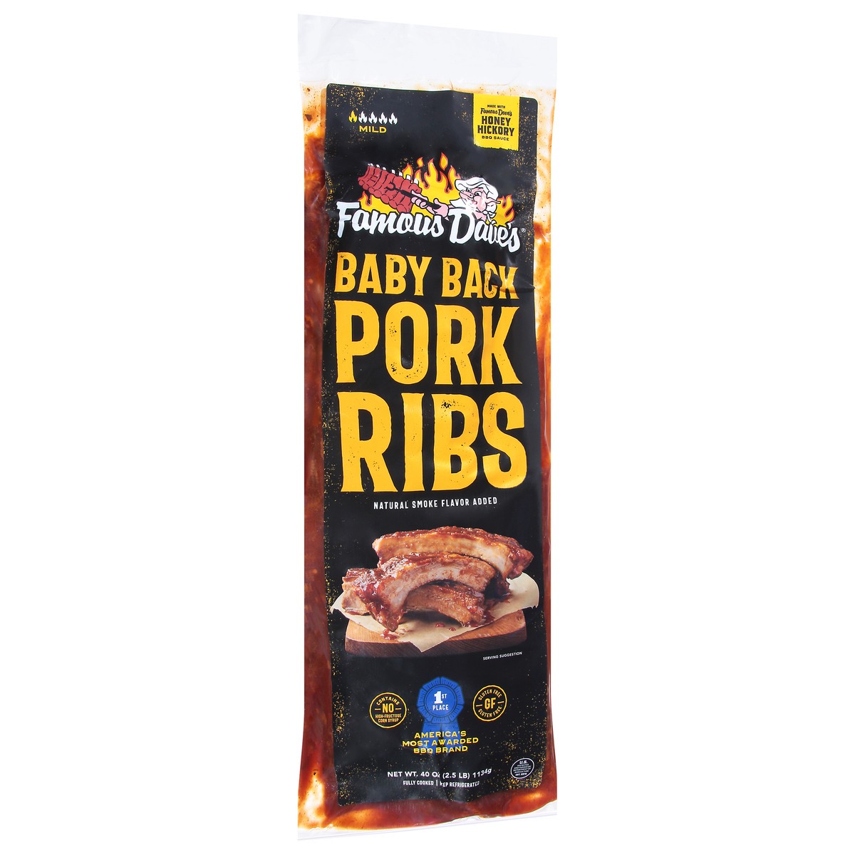 slide 7 of 12, Famous Dave's Mild Baby Back Honey Hickory Pork Ribs 40 oz, 40 oz