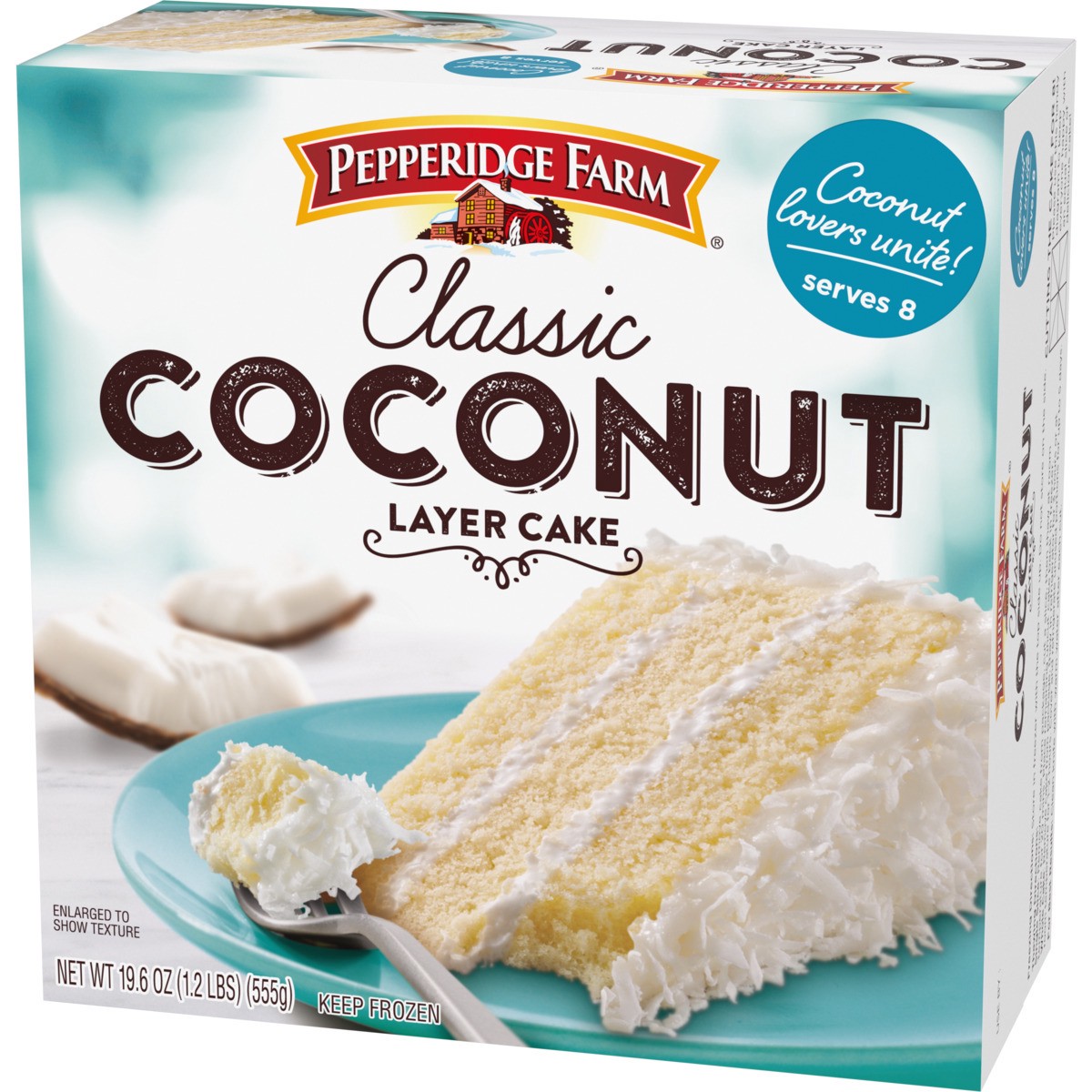 slide 3 of 9, Pepperidge Farm Frozen Coconut Layer Cake, 19.6 oz. Box, 19.6 oz