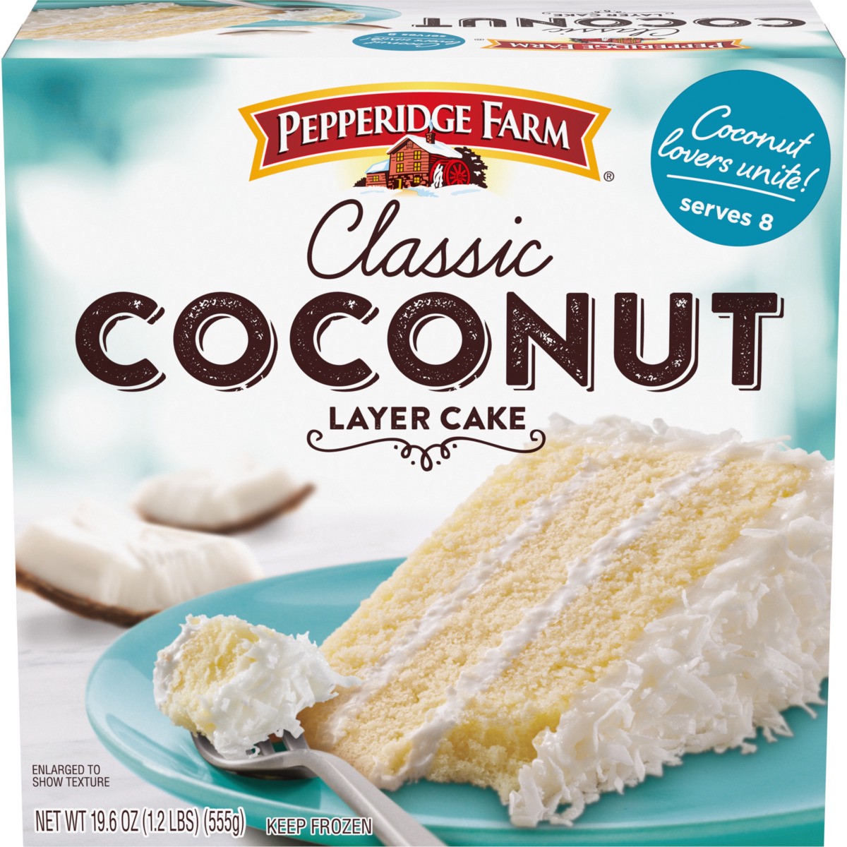 slide 1 of 9, Pepperidge Farm Frozen Coconut Layer Cake, 19.6 oz. Box, 19.6 oz