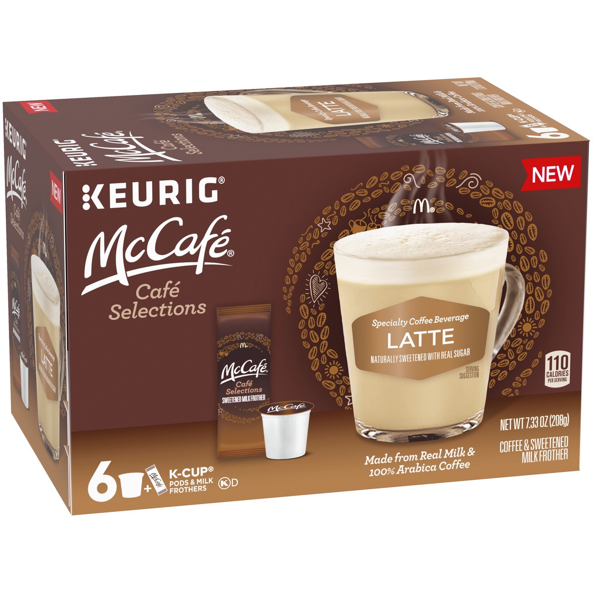 slide 3 of 14, McCafé Cafe Selections Latte Specialty Coffee Beverage K-Cup Pods & Milk Frothers Packet 6 ct Box, 7.33 oz