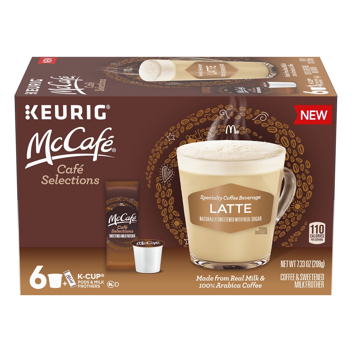 slide 12 of 14, McCafé Cafe Selections Latte Specialty Coffee Beverage K-Cup Pods & Milk Frothers Packet 6 ct Box, 7.33 oz