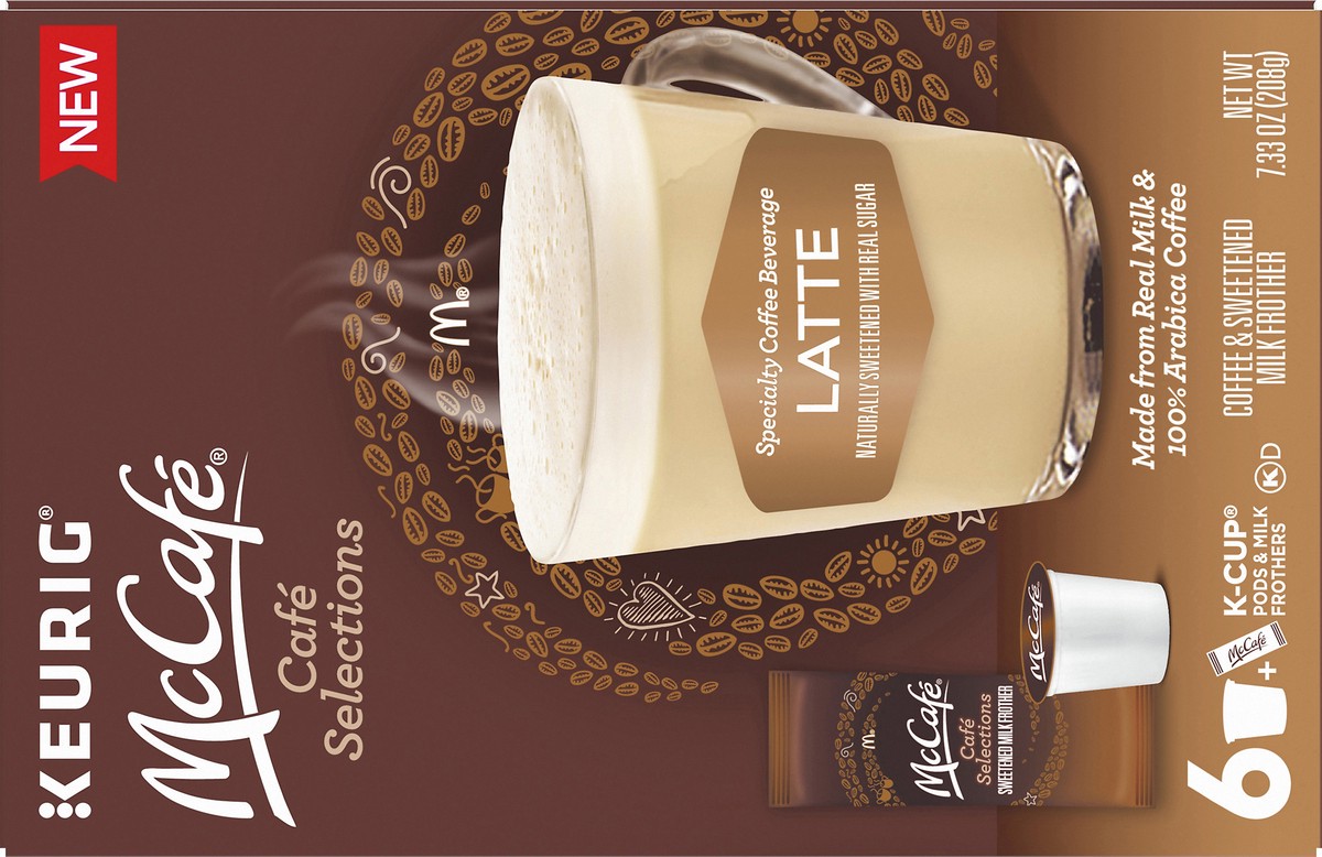 slide 4 of 14, McCafé Cafe Selections Latte Specialty Coffee Beverage K-Cup Pods & Milk Frothers Packet 6 ct Box, 7.33 oz