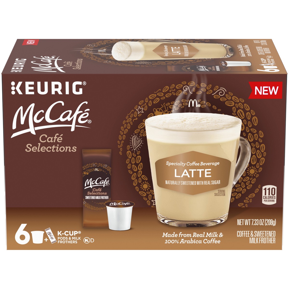 slide 1 of 14, McCafé Cafe Selections Latte Specialty Coffee Beverage K-Cup Pods & Milk Frothers Packet 6 ct Box, 7.33 oz