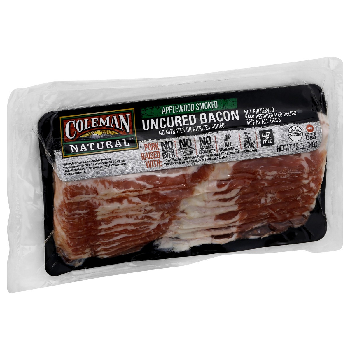 slide 6 of 10, Coleman Natural Applewood Smoked Uncured Bacon, 12 oz