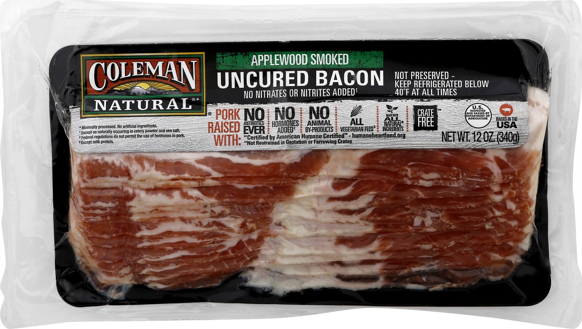 slide 9 of 10, Coleman Natural Applewood Smoked Uncured Bacon, 12 oz