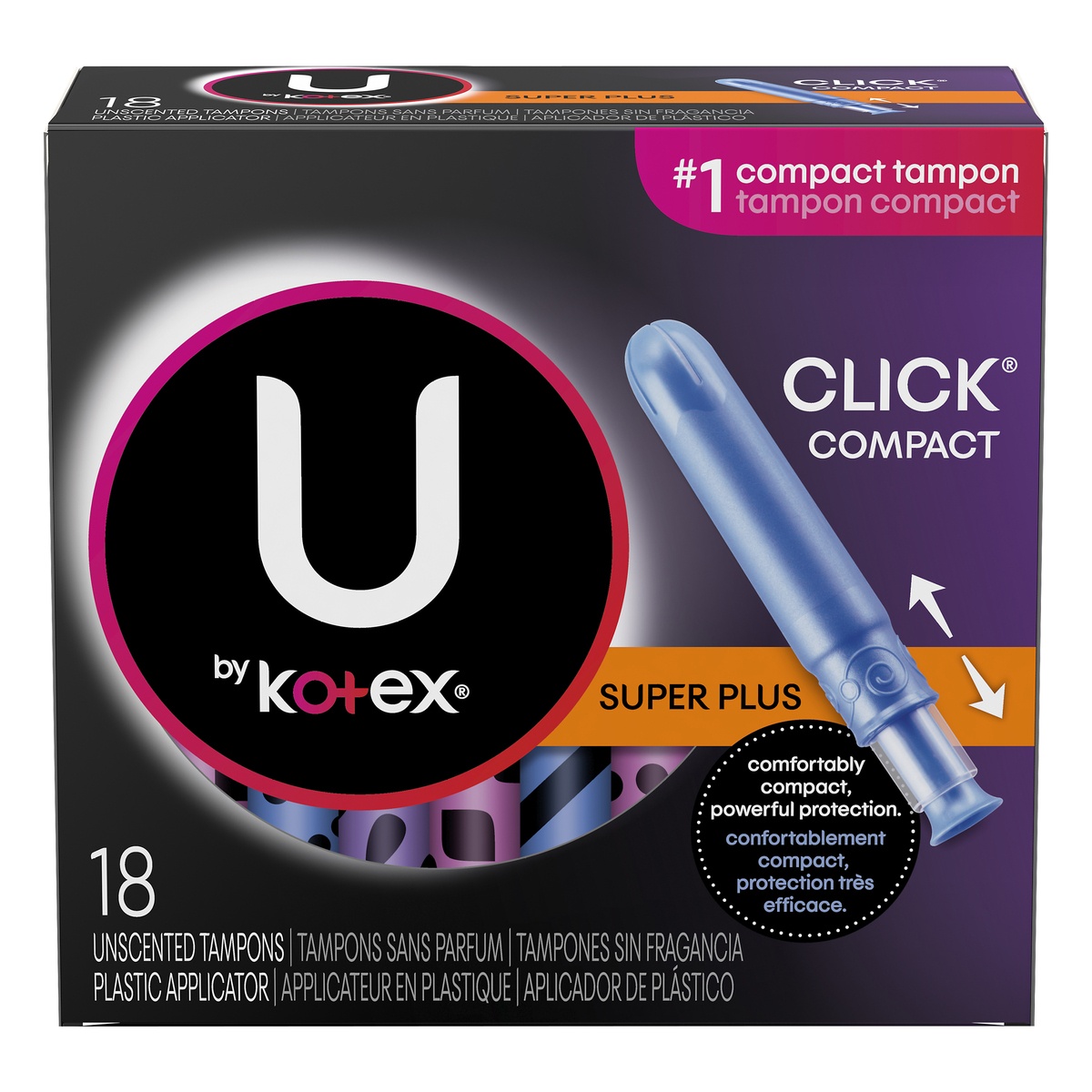 slide 1 of 3, Kotex UBK Click Tampon, Super Plus Absorbency, 18 ct