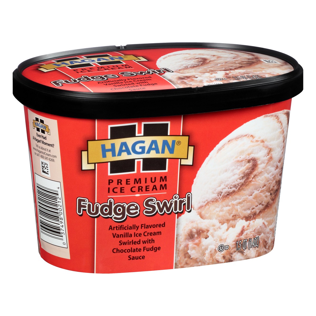 slide 6 of 10, Hagan Fudge Swirl Premium Ice Cream 1.5 qt. Tub, 1.42 liter