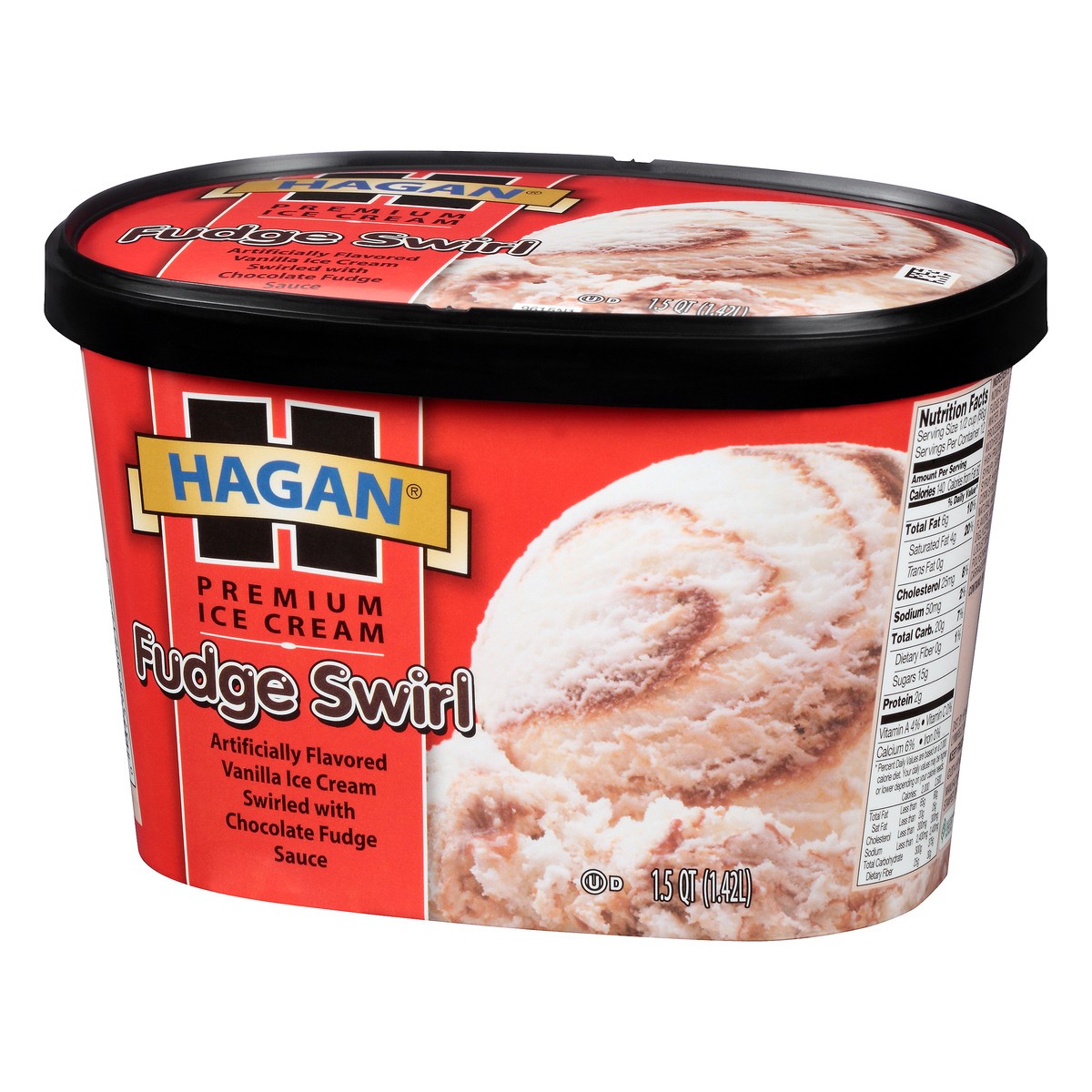 slide 7 of 10, Hagan Fudge Swirl Premium Ice Cream 1.5 qt. Tub, 1.42 liter