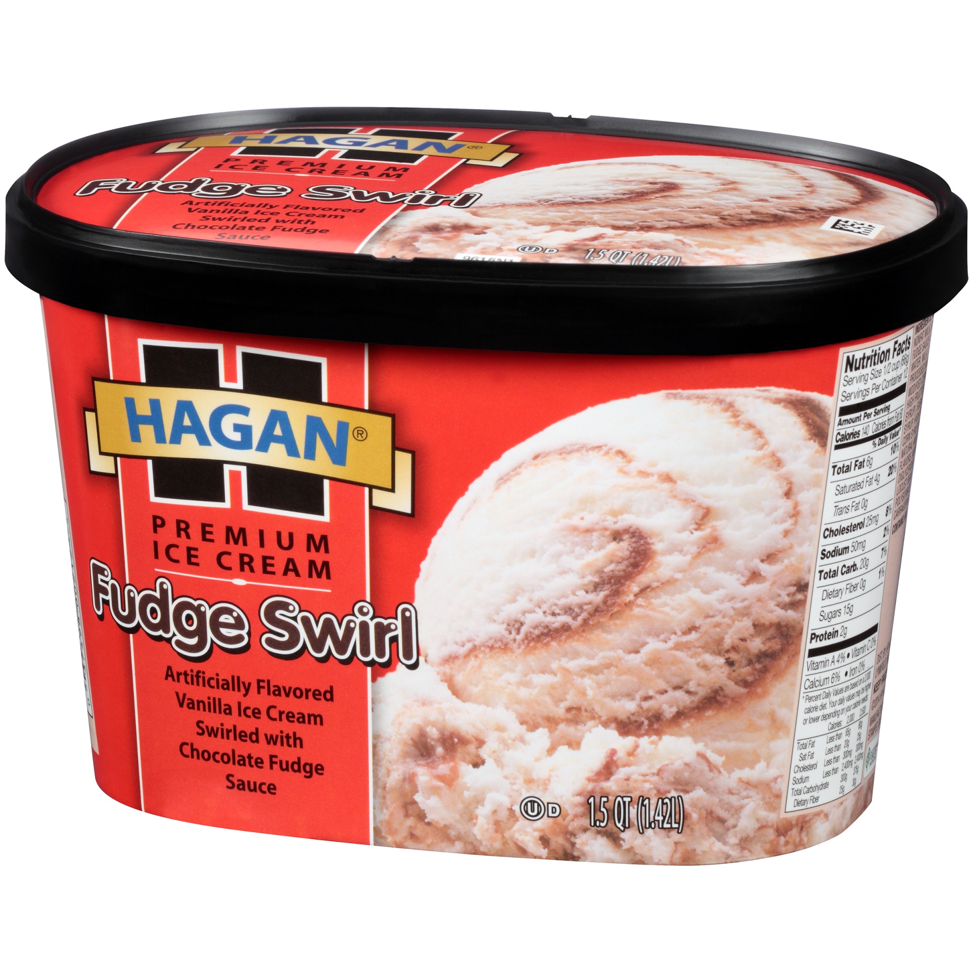 slide 3 of 7, Hagan Fudge Swirl Premium Ice Cream, 1.5 qt