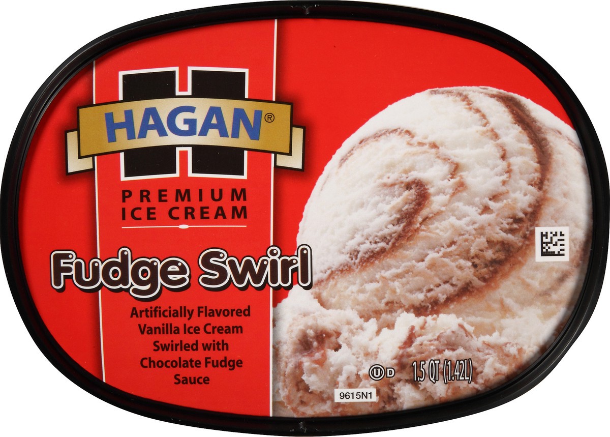slide 8 of 10, Hagan Fudge Swirl Premium Ice Cream 1.5 qt. Tub, 1.42 liter