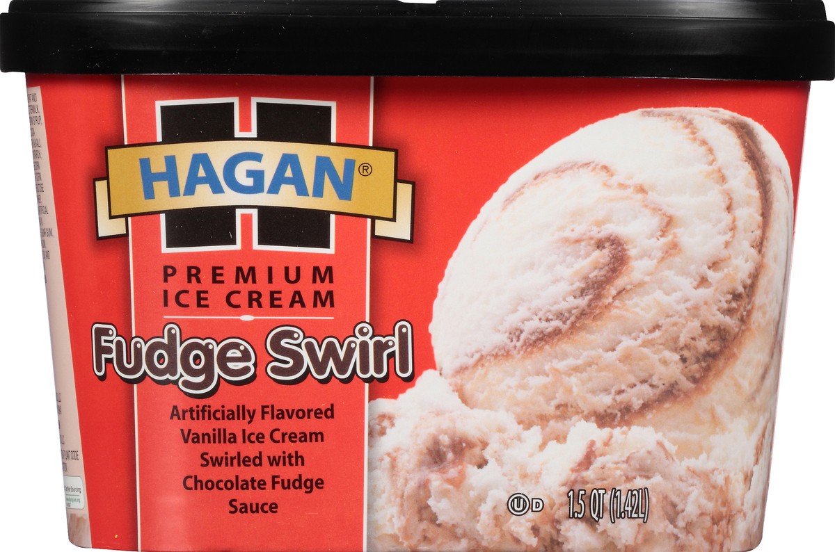 slide 10 of 10, Hagan Fudge Swirl Premium Ice Cream 1.5 qt. Tub, 1.42 liter
