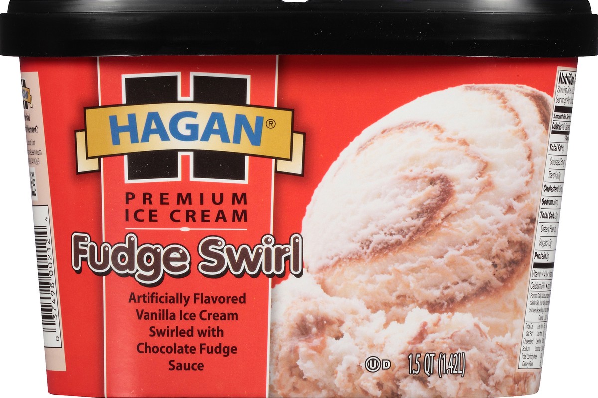 slide 2 of 10, Hagan Fudge Swirl Premium Ice Cream 1.5 qt. Tub, 1.42 liter