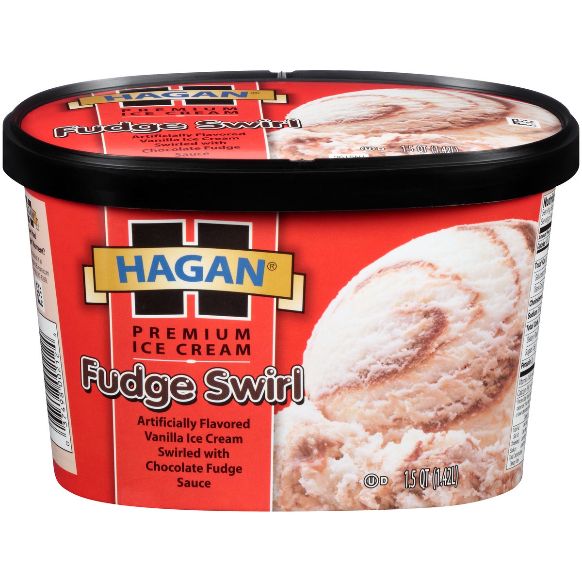 slide 1 of 10, Hagan Fudge Swirl Premium Ice Cream 1.5 qt. Tub, 1.42 liter