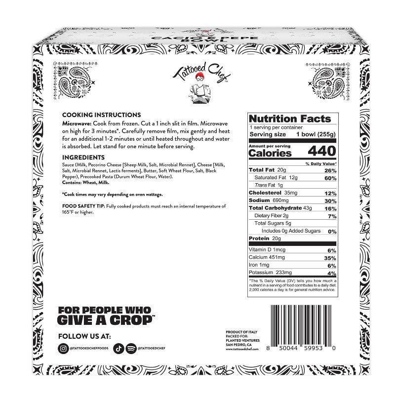 slide 3 of 6, Tattooed Chef Frozen Cacio E Pepe Bowl - 9oz, 9 oz