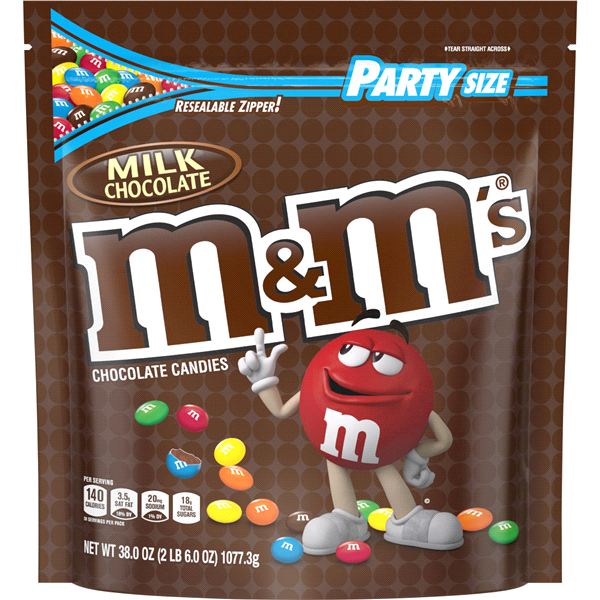 slide 1 of 1, M&M's Milk Chocolate Candy Party Size Bag, 38 oz