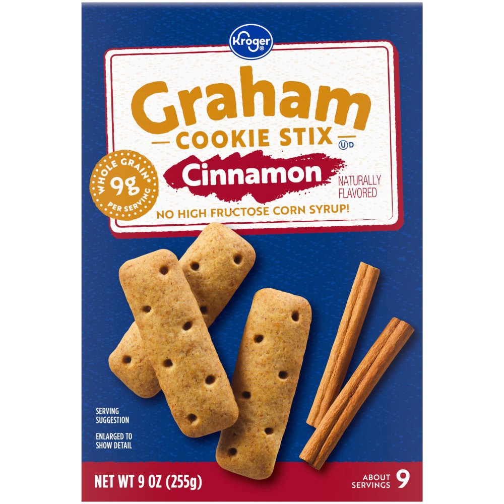 slide 1 of 4, Kroger Cinnamon Graham Cookie Stix, 9 oz