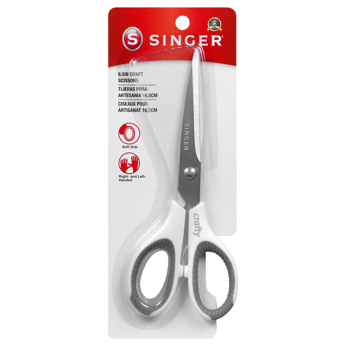 slide 1 of 2, Singer Craft Scissors with Pink and White Comfort Grip, 6-1/2", 1 ct