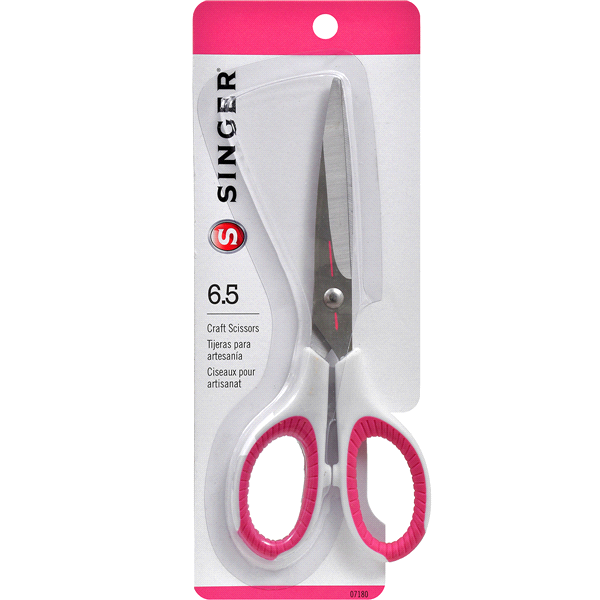 Singer 6-1/2-Inch Sewing Scissors with Pink and White Comfort Grip