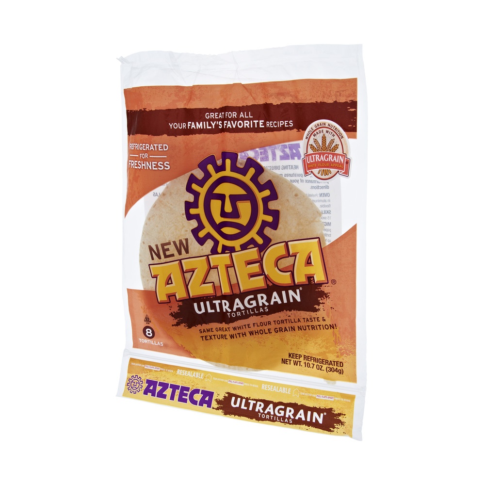 slide 1 of 1, Azteca Ultra Grain Flour Tortillas, 8 ct