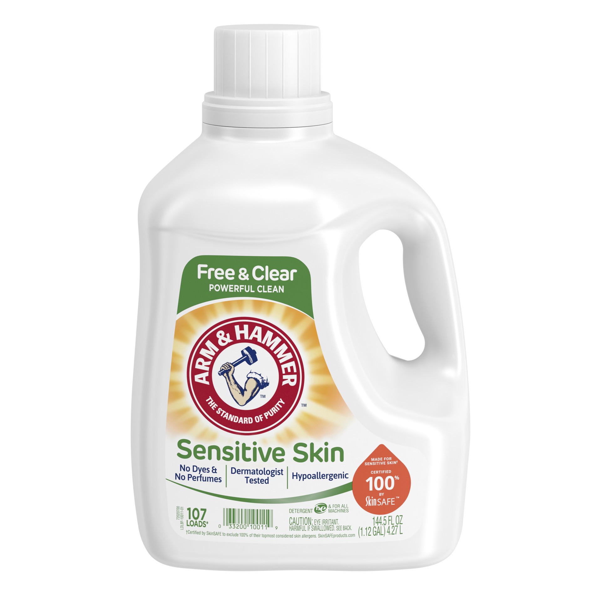 slide 1 of 9, ARM & HAMMER Sensitive Skin Free & Clear, 107 Loads Liquid Laundry Detergent, 144.5 fl oz, 144.5