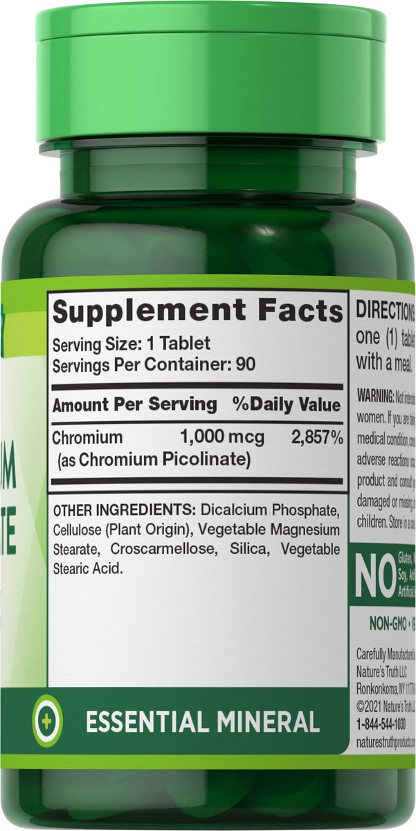 slide 3 of 5, Nature's Truth Ultra Chromium Picolinate 1000 mcg, 90 ct