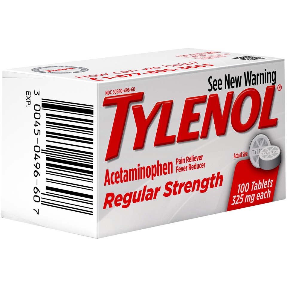 slide 2 of 4, Tylenol Regular Strength Tablets with 325 mg of Acetaminophen, Fever Reducer & Pain Reliever for Headache, Back Ache, Muscle Pain & Menstrual Cramps, 100 ct