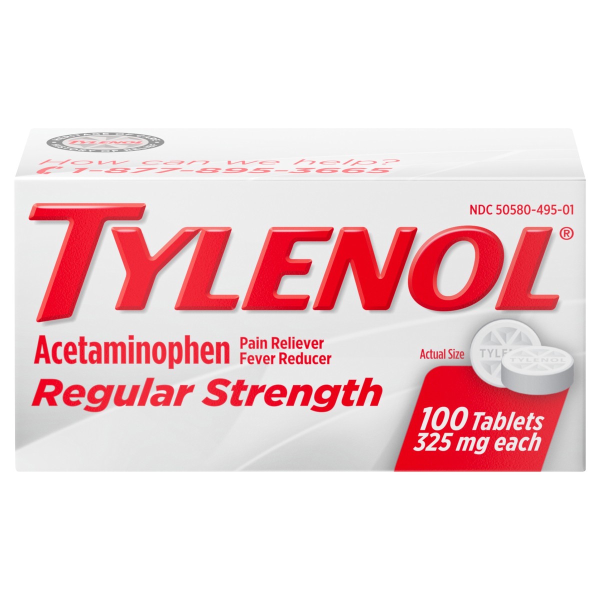 slide 1 of 6, Tylenol Regular Strength Pain Reliever & Fever Reducer Tablets - Acetaminophen - 100ct, 100 ct