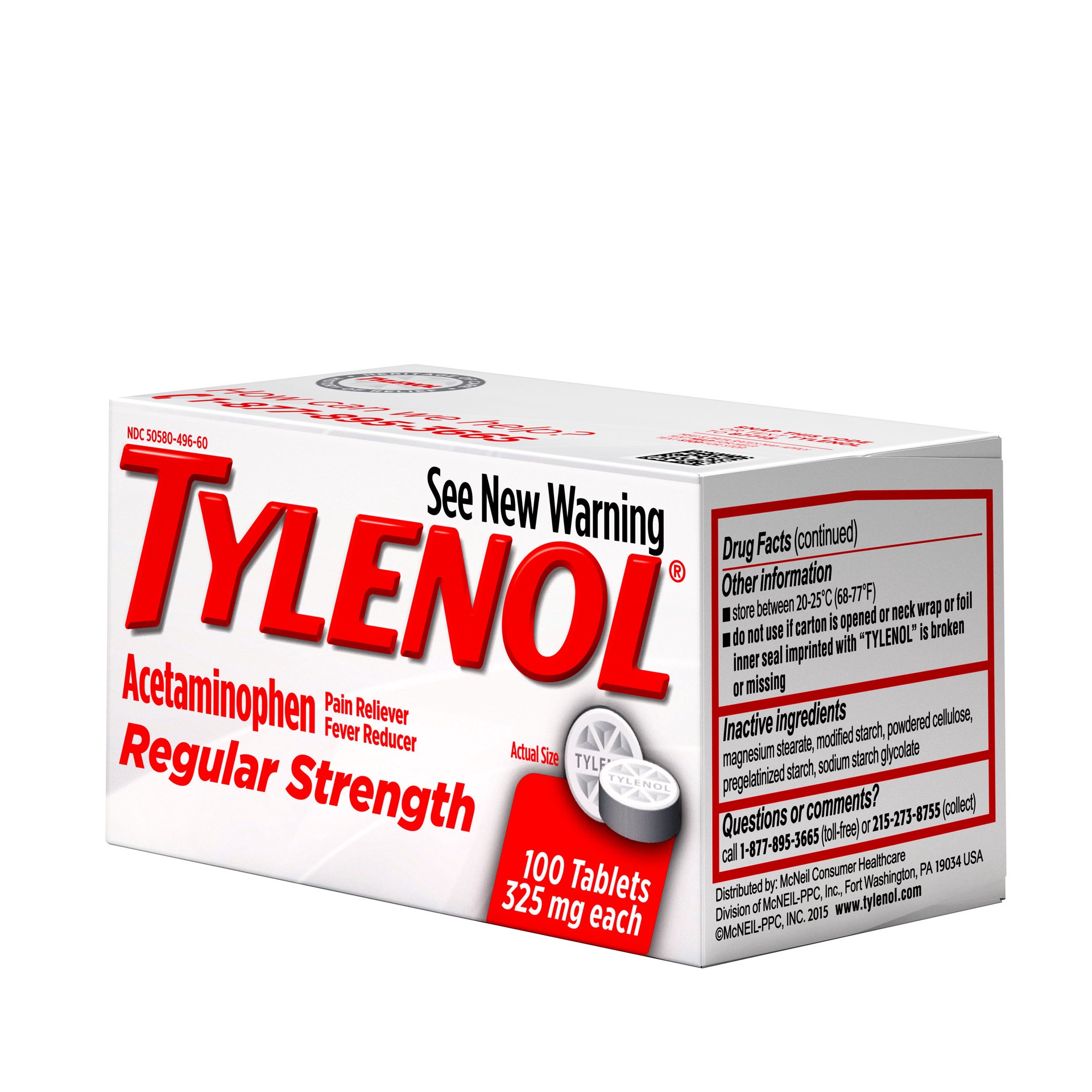 slide 7 of 7, Tylenol Regular Strength Tablets with 325 mg of Acetaminophen, Fever Reducer & Pain Reliever for Headache, Back Ache, Muscle Pain & Menstrual Cramps, 100 count, 100 ct