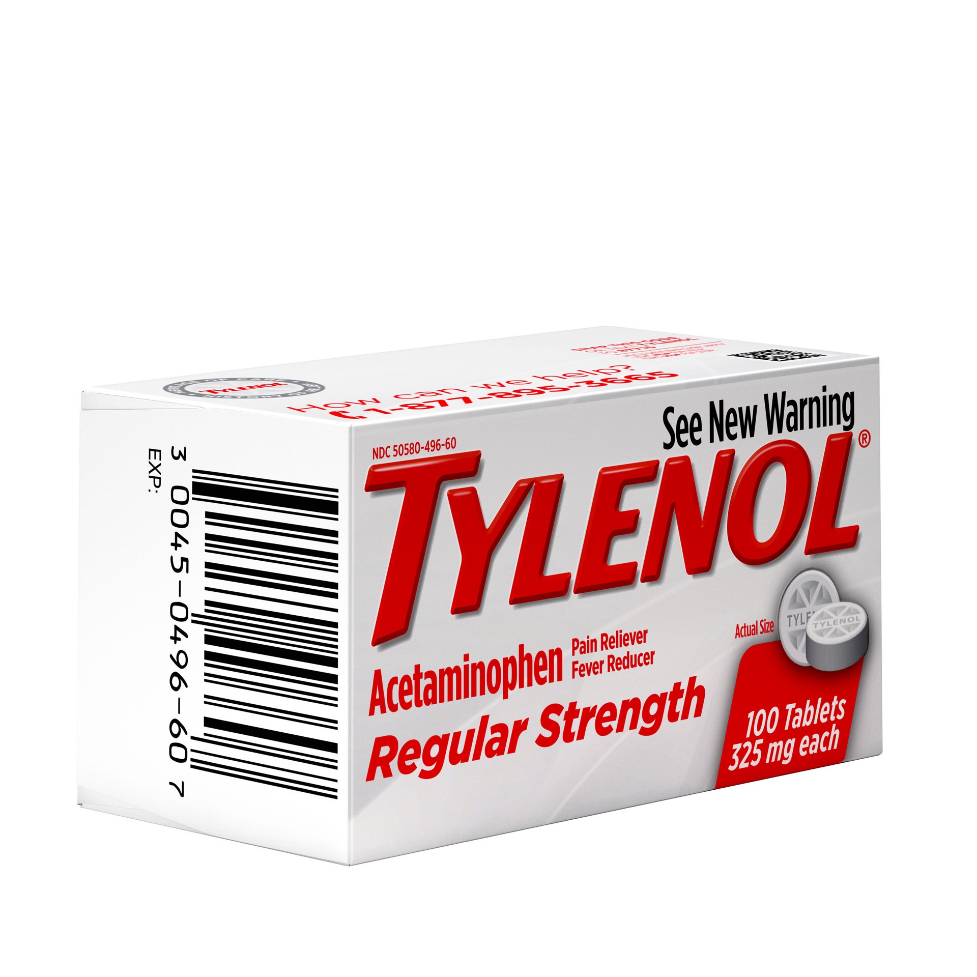 slide 5 of 7, Tylenol Regular Strength Tablets with 325 mg of Acetaminophen, Fever Reducer & Pain Reliever for Headache, Back Ache, Muscle Pain & Menstrual Cramps, 100 count, 100 ct