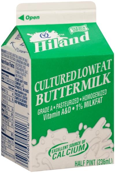 slide 1 of 1, Hiland Dairy Cultured Lowfat Buttermilk, 8 oz